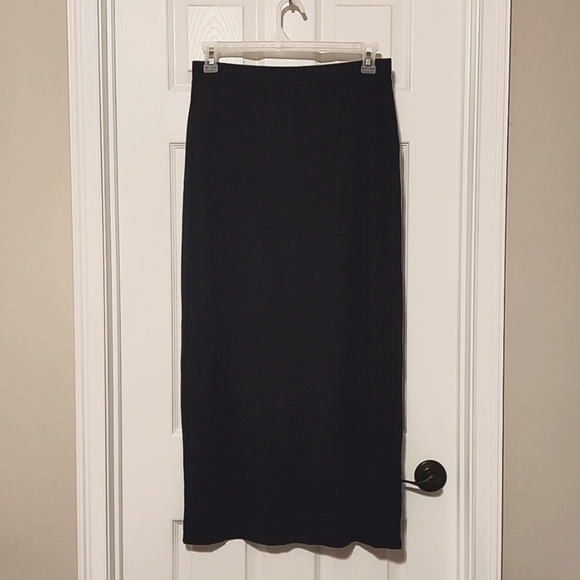 LOFT full length dark navy maxi skirt with elastic waistband, size small - Picture 2 of 5